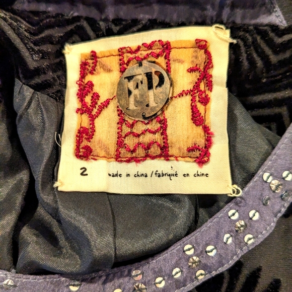 Free People Black Lace Mini Dress with Silver Beadwork-Small - Picture 3 of 5